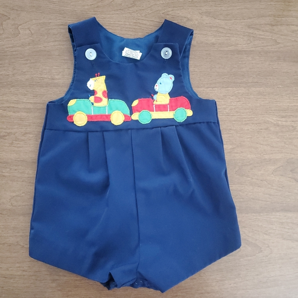 Vintage Baby Boy Romper Size 3- 6 Months Classic Silhouette Retro Animals Cars